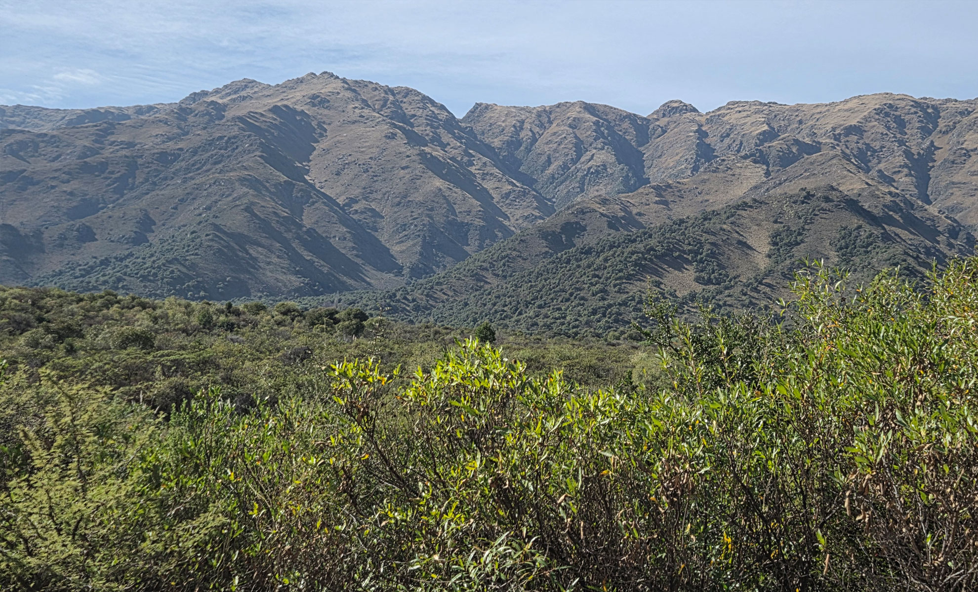 Vista de las Sierras de los Comechingones desde Carpintería, San Luis